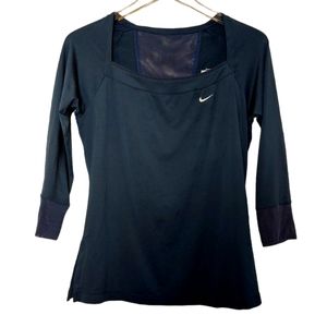 Nike Dri Fit Women's Medium Square Neck 3/4 Sleeve Workout Athletic Top Mesh